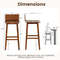 Solid Wood Bar Stools Set With Curved Seat  Back Rustic Counter Height Chairs For Kitchen Bar Or Co 7