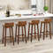 Solid Wood Bar Stools Set With Curved Seat  Back Rustic Counter Height Chairs For Kitchen Bar Or Co 3