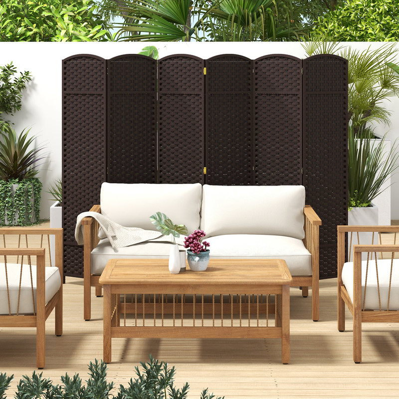 HandWoven Panel Room Divider Tall Folding Privacy Screen With Solid Wood Frame No Assembly Needed 1
