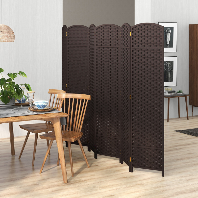 HandWoven Panel Room Divider Tall Folding Privacy Screen With Solid Wood Frame No Assembly Needed 2