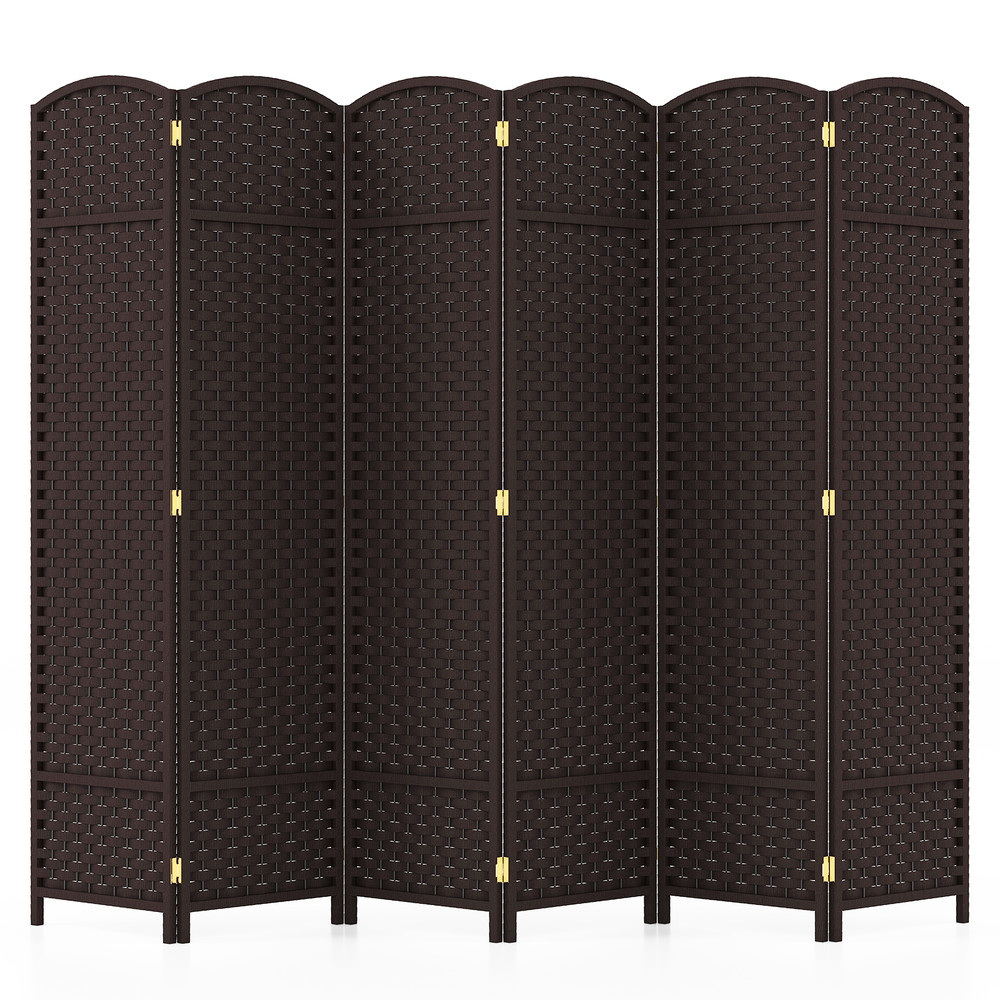 HandWoven Panel Room Divider Tall Folding Privacy Screen With Solid Wood Frame No Assembly Needed 0