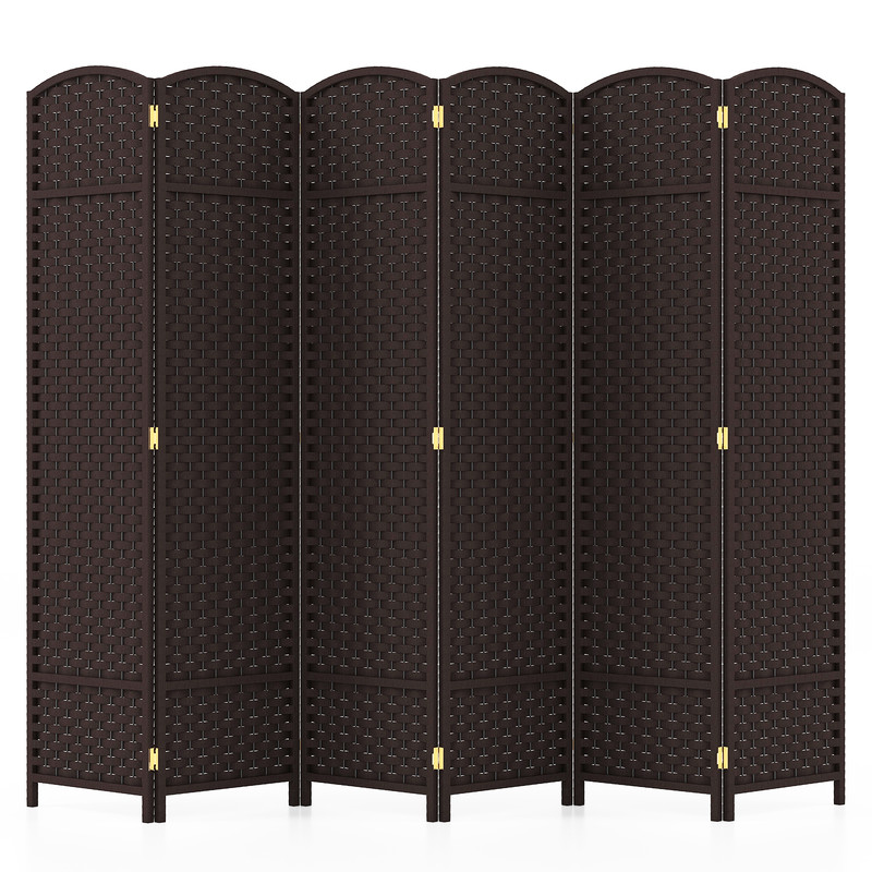 HandWoven Panel Room Divider Tall Folding Privacy Screen With Solid Wood Frame No Assembly Needed 0