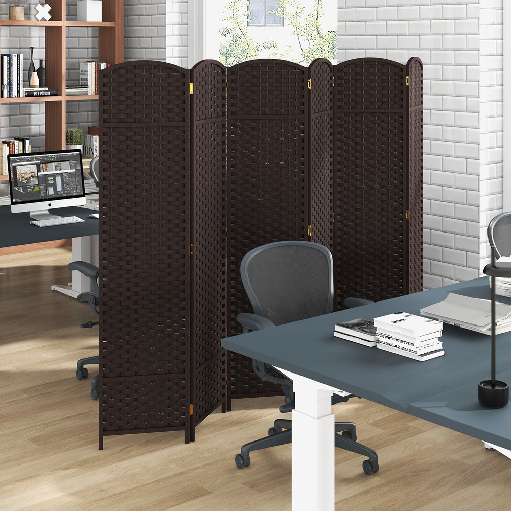 HandWoven Panel Room Divider Tall Folding Privacy Screen With Solid Wood Frame No Assembly Needed 3