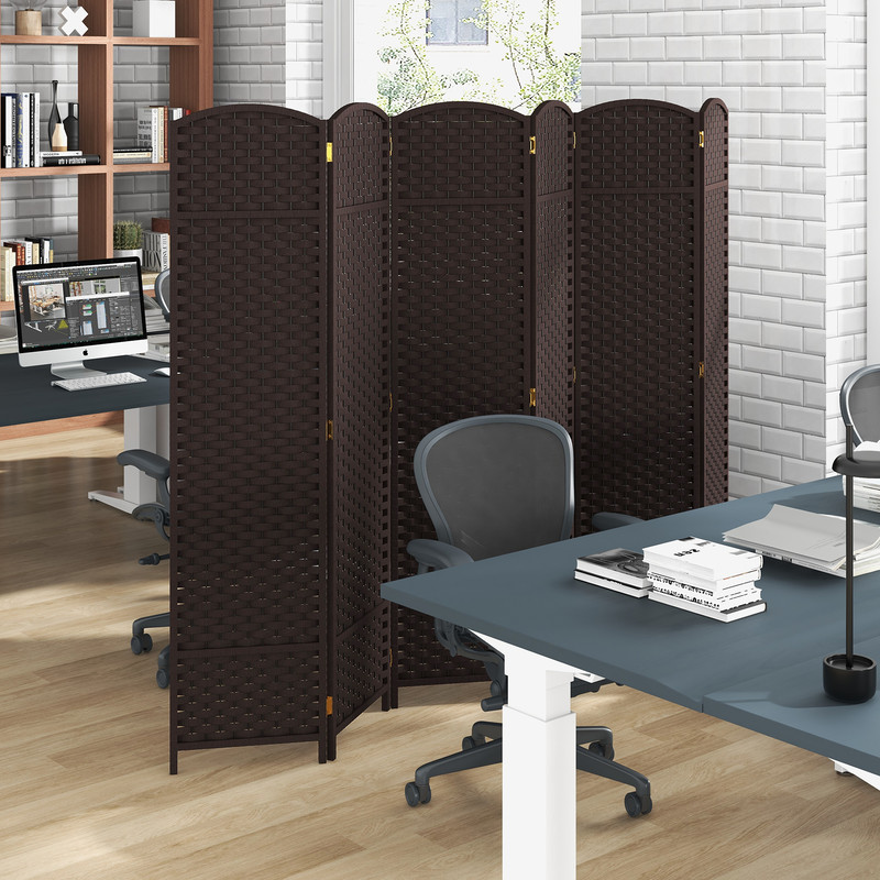 HandWoven Panel Room Divider Tall Folding Privacy Screen With Solid Wood Frame No Assembly Needed 3