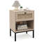 Rattan Nightstand Boho End Table With Drawer And Shelf Small Bedside Table With Open Storage For Mo 0