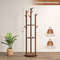Freestanding Wooden Coat Tree with 3 Display Storage Shelves & 9 Hooks, Durable Rubberwood Entryway Organizer