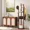 Freestanding Wooden Coat Tree with 3 Display Storage Shelves & 9 Hooks, Durable Rubberwood Entryway Organizer