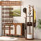 Freestanding Wooden Coat Tree with 3 Display Storage Shelves & 9 Hooks, Durable Rubberwood Entryway Organizer
