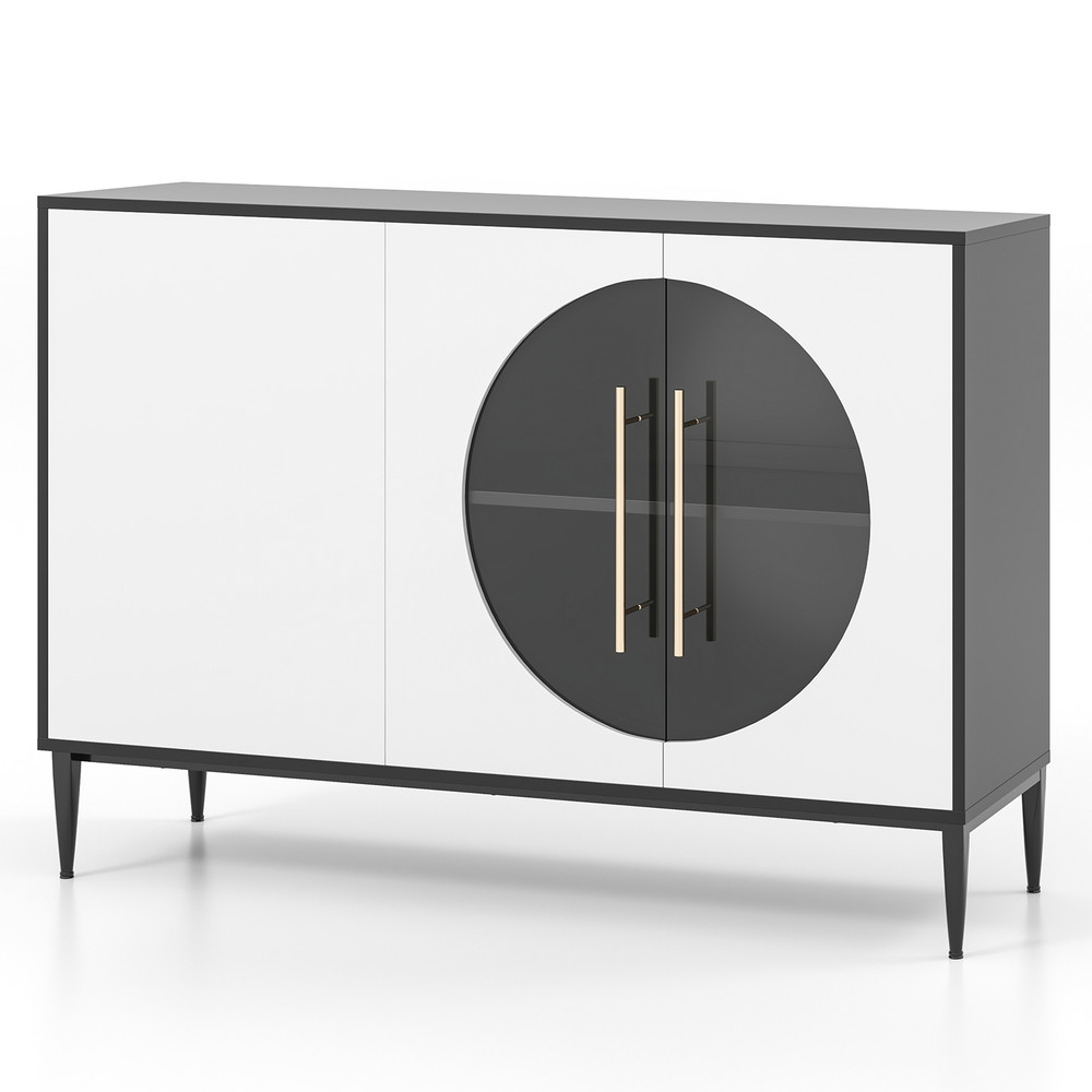Stylish Sideboard Cabinet with Tempered Glass Door – Perfect for Living Room, Dining Room & Kitchen Storage