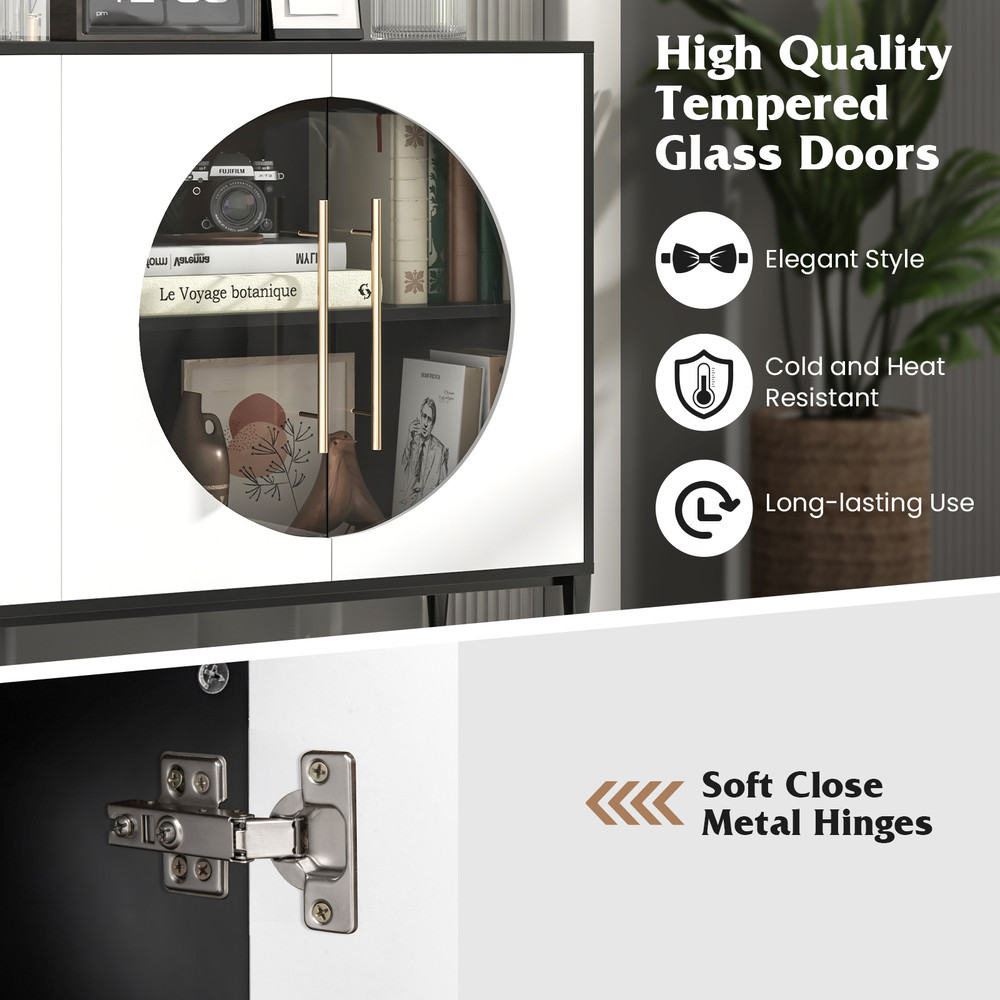 Stylish Sideboard Cabinet with Tempered Glass Door – Perfect for Living Room, Dining Room & Kitchen Storage