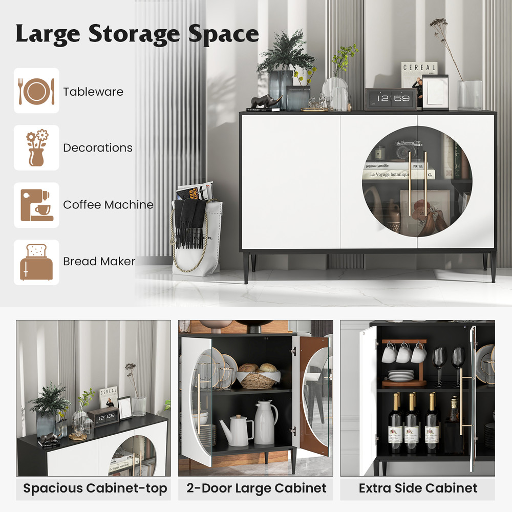 Stylish Sideboard Cabinet with Tempered Glass Door – Perfect for Living Room, Dining Room & Kitchen Storage