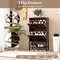Industrial Shoe Storage Cabinet with 2 Flip Drawers & 1 Bottom Metal Shelf, Space-Saving Entryway Organizer