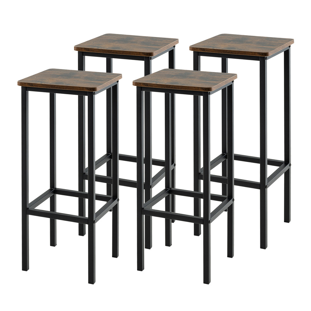 Set of 4 Bar Stool Set with Metal Legs & Footrest – Industrial Style, 330 lb Capacity