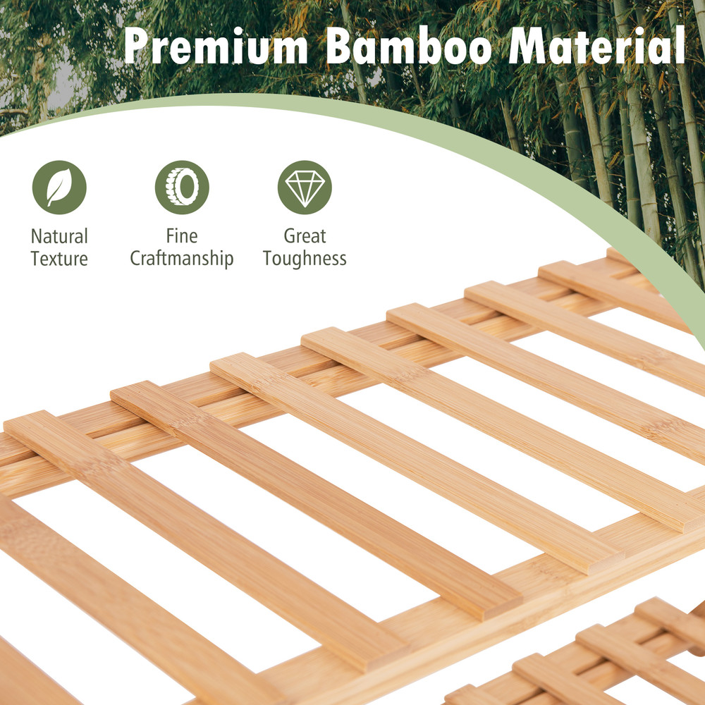 4-Tier Foldable Bamboo Shoe Rack with Slatted Shelves – Space-Saving Storage for Shoes & More
