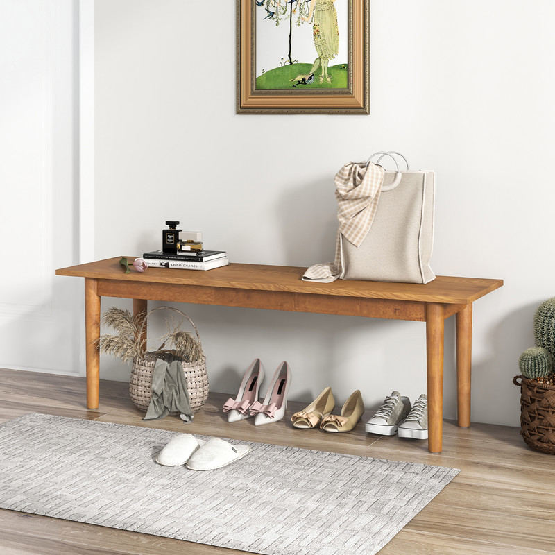 Solid Wood Dining Bench & Entryway Bench with Rubber Wood Legs – Rustic, Multifunctional, and Sturdy