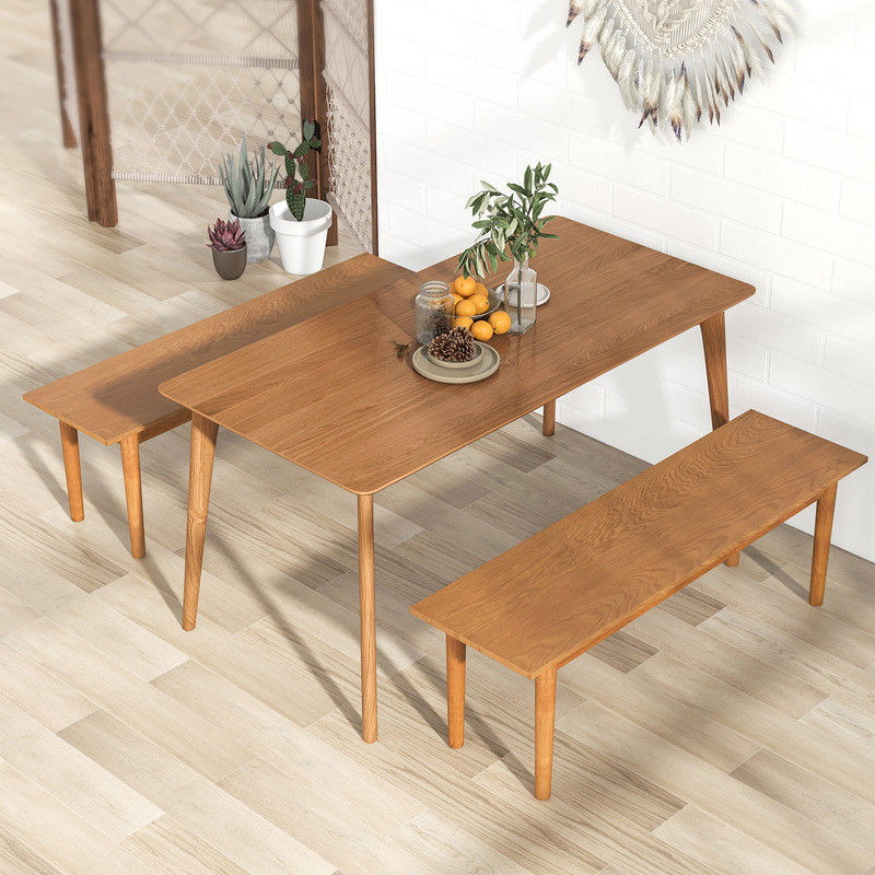 Solid Wood Dining Bench & Entryway Bench with Rubber Wood Legs – Rustic, Multifunctional, and Sturdy