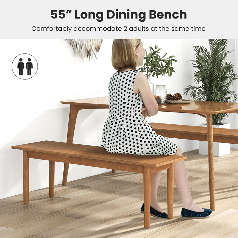 Solid Wood Dining Bench & Entryway Bench with Rubber Wood Legs – Rustic, Multifunctional, and Sturdy
