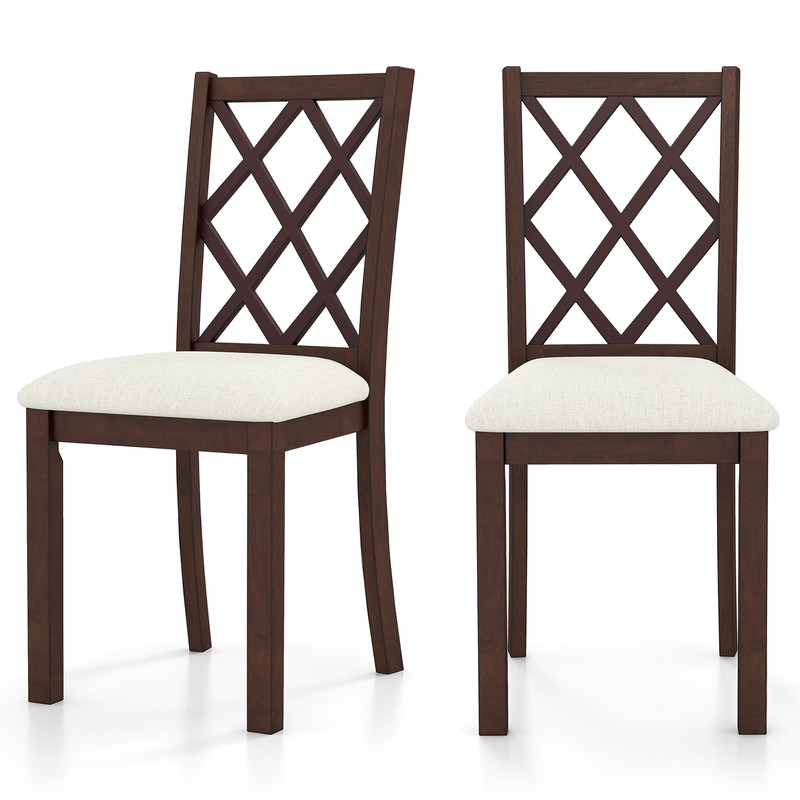 Dining Chair Set of 2 with Upholstered Seat Cushion & Rubber Wood Legs, Ergonomic Wooden Kitchen Chairs for Comfort & S