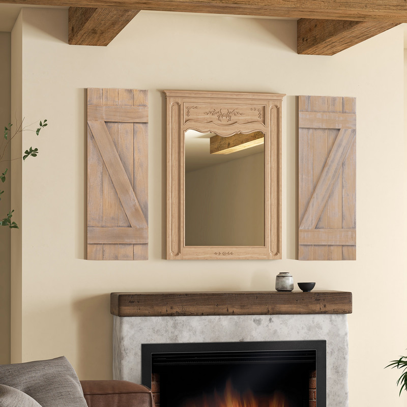 Farmhouse Paulownia Wood Window Shutters Set Rustic Barn Style Wall Decor For Indoor Or Outdoor Use 1