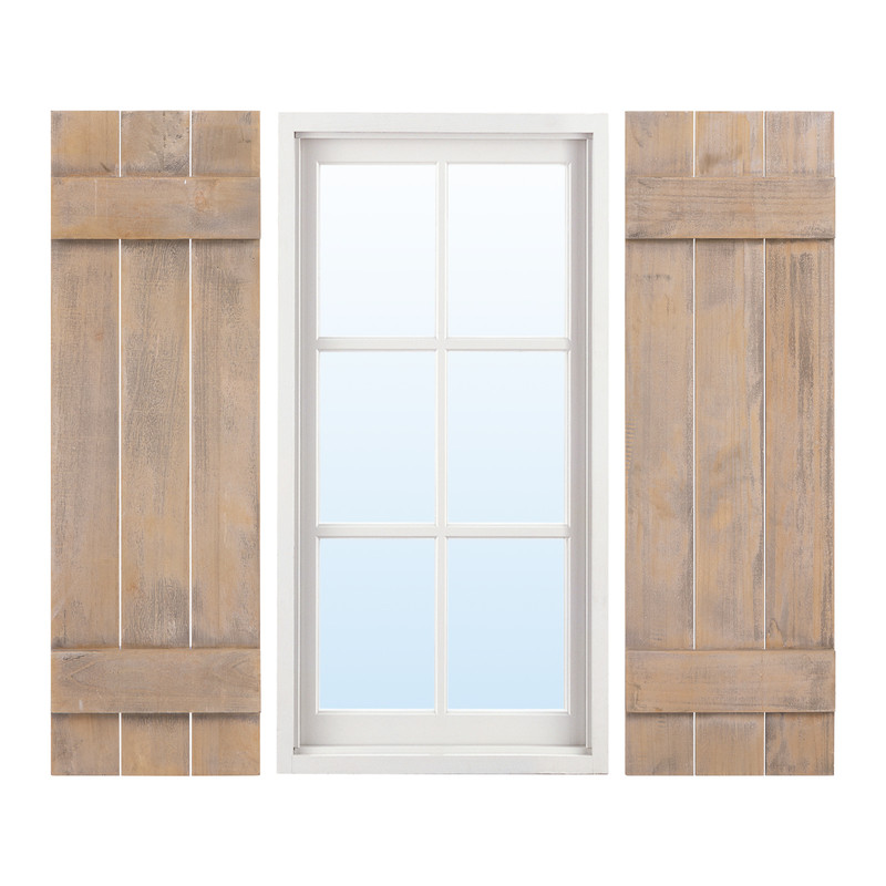 Farmhouse Paulownia Wood Window Shutters Set Rustic Wall Decor For Indoor  Outdoor Windows 7