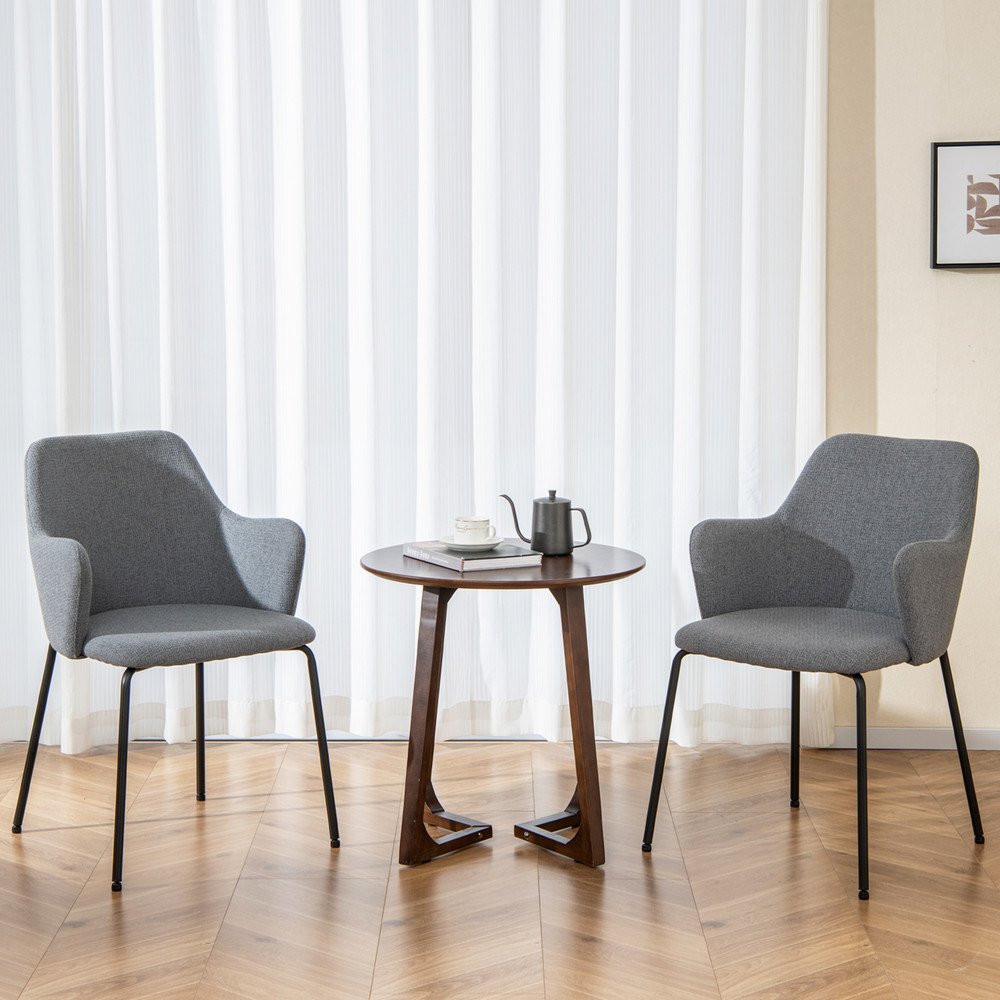 Modern Dining Chairs Set With Curved Backrest Wide Seat And Armrests Upholstered Accent Chairs For  1