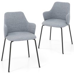 modern dining chairs set with curved backrest, wide seat and armrests, upholstered accent chairs for living room