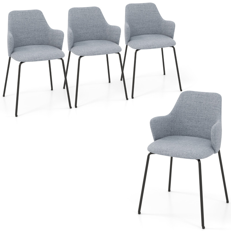 Modern Dining Chairs Set With Curved Backrest Wide Seat And Armrests Upholstered Accent Chairs For  6