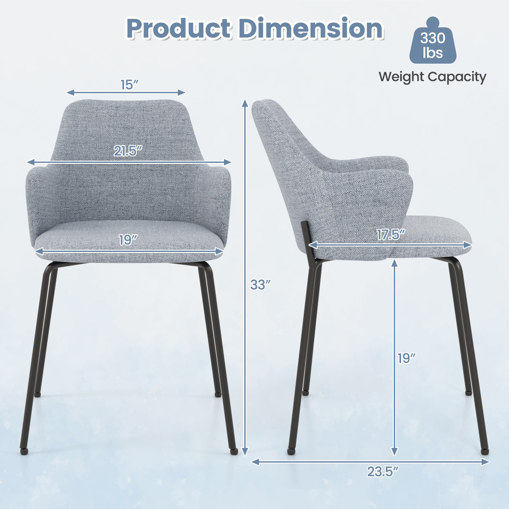 Modern Dining Chairs Set With Curved Backrest Wide Seat And Armrests Upholstered Accent Chairs For  7