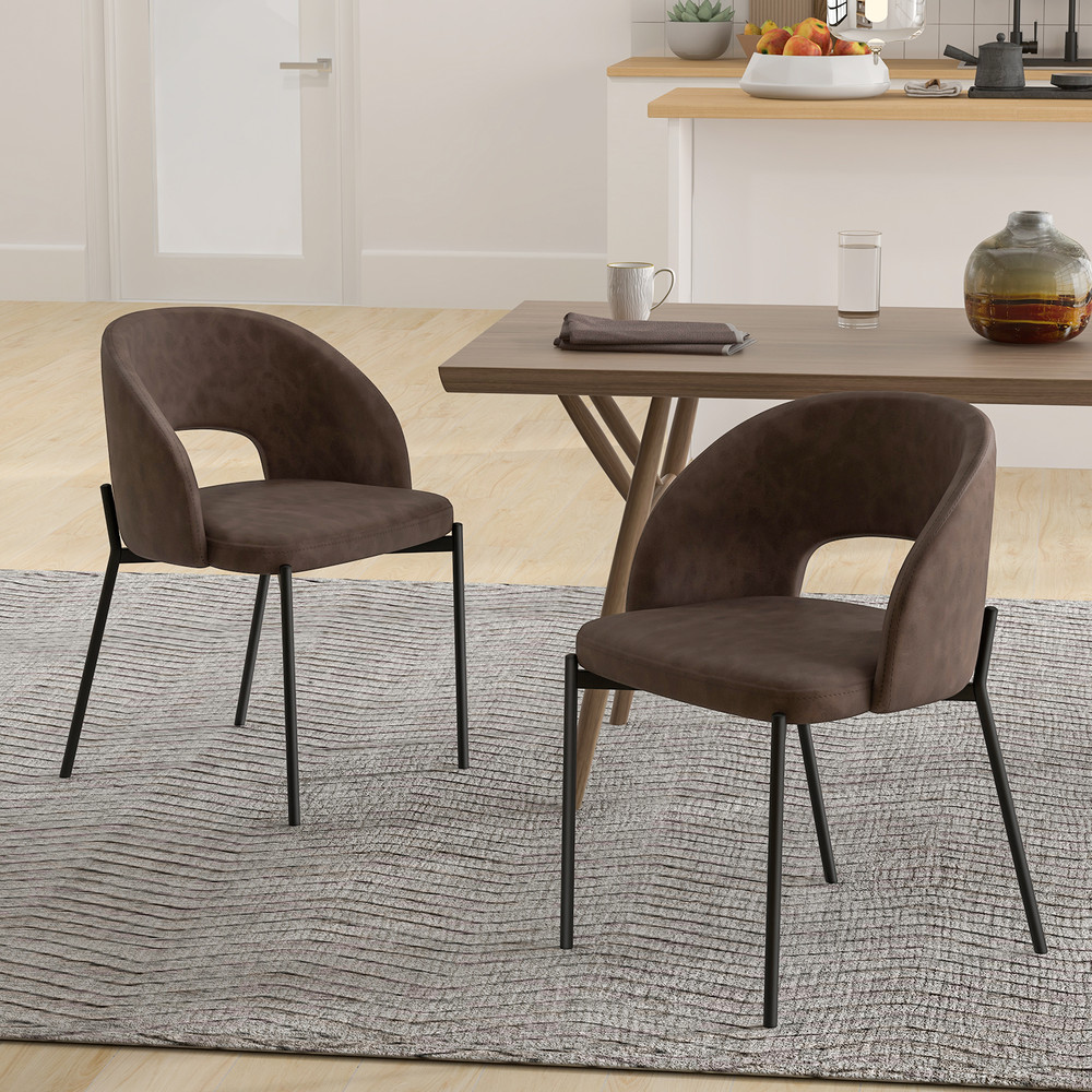 Modern Dining Chair Set With HighDensity Sponge Cushion  PU Leather Accent Chairs With Armrests For 1
