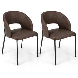modern dining chair set with high-density sponge cushion & pu leather, accent chairs with armrests for kitchen