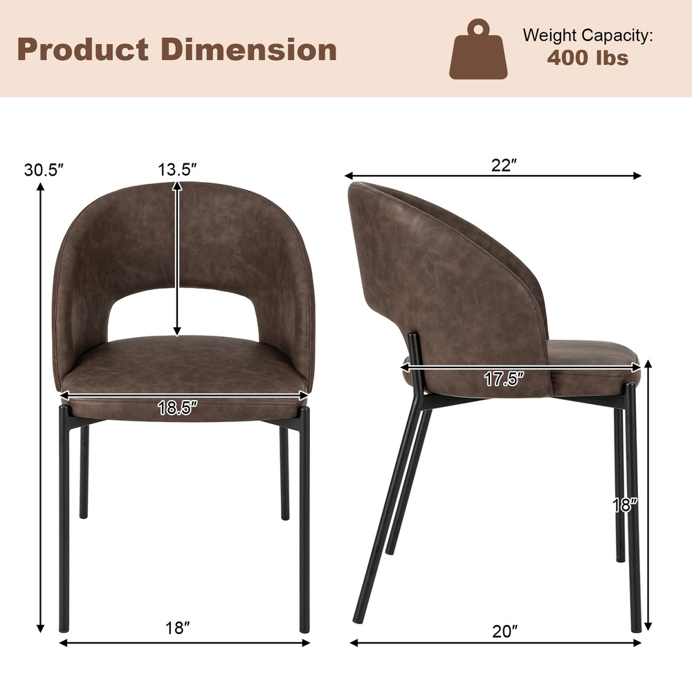Modern Dining Chair Set With HighDensity Sponge Cushion  PU Leather Accent Chairs With Armrests For 6