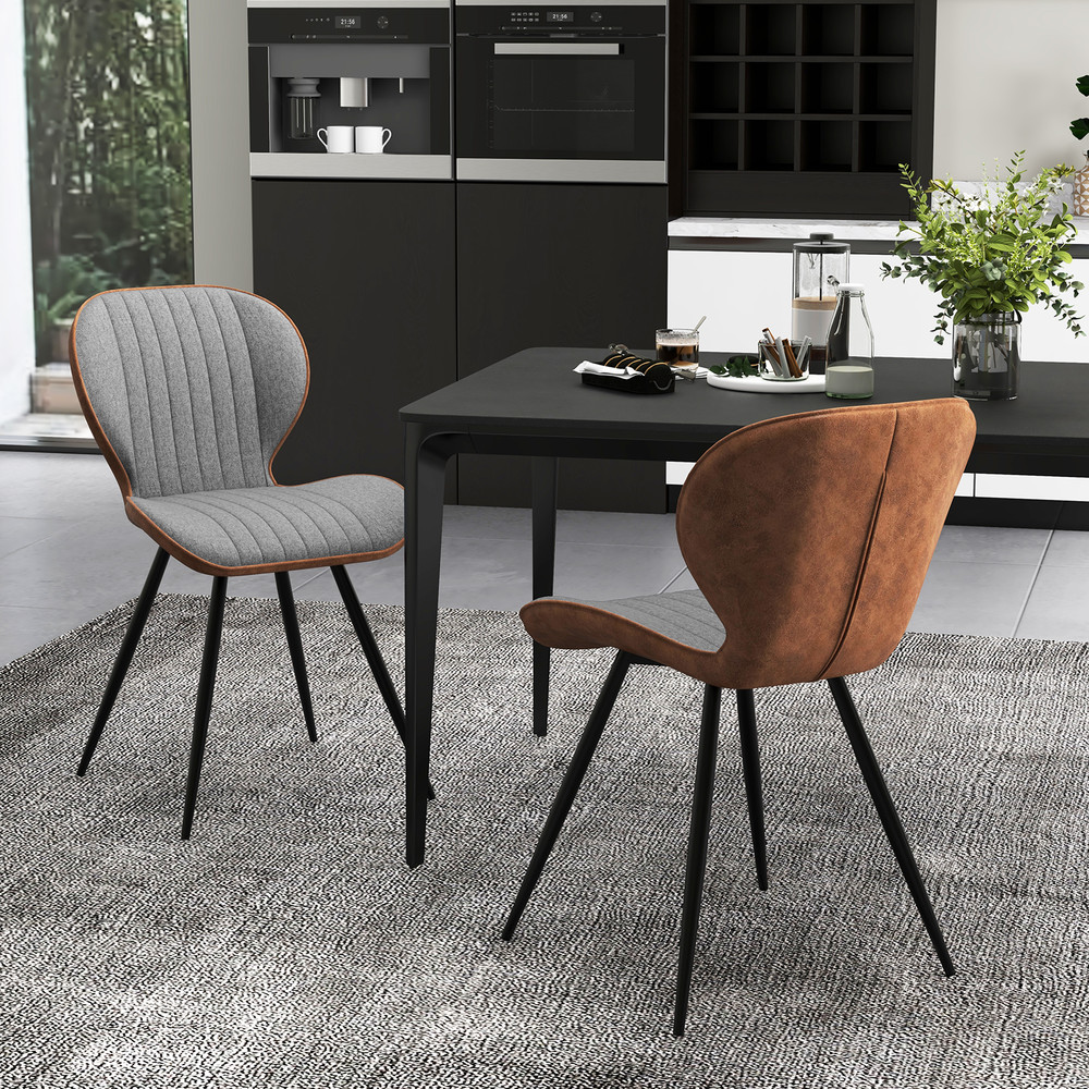Modern Accent Chairs Set Armless Dining Chairs With Curved Backrest And Upholstered Seat For Stylis 1