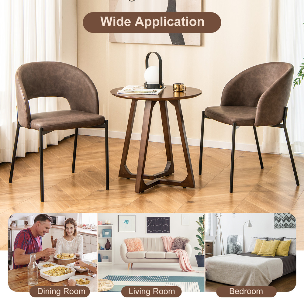 Modern Dining Chair Set With HighDensity Sponge Cushion  PU Leather Accent Chairs With Armrests For 5