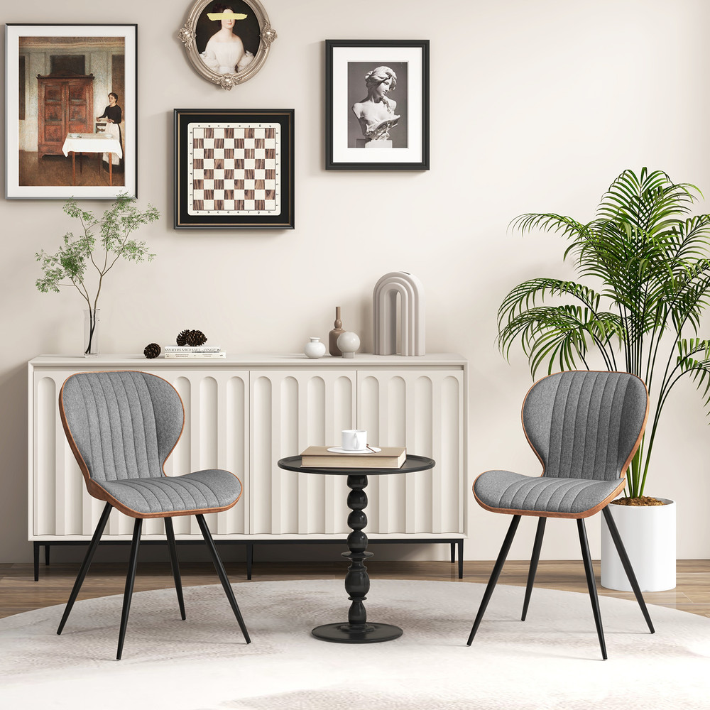 Modern Accent Chairs Set Armless Dining Chairs With Curved Backrest And Upholstered Seat For Stylis 2