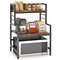 Rustic Microwave Stand With Open Shelves  HeavyDuty Frame SpaceSaving Kitchen Rack  Countertop Orga 7