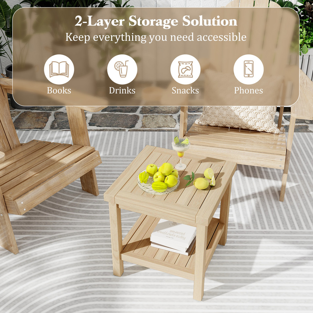 Premium Outdoor Side Table With Shelf Solid Teak Wood End Table For Porch Deck Garden Or Patio Use 4