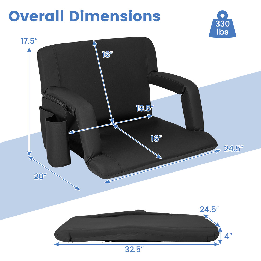 Premium Stadium Seat For Bleachers With Back Support Adjustable Recline Positions Cushioned Bleache 7