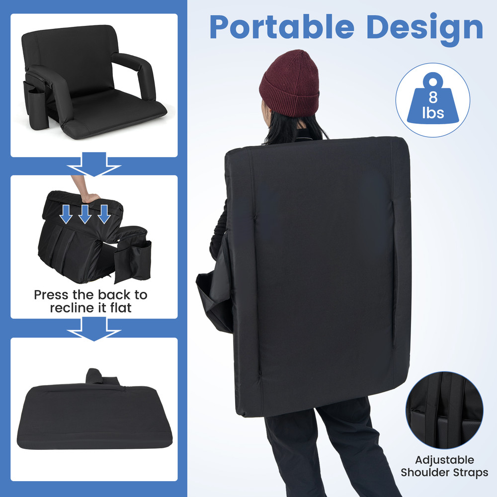 Premium Stadium Seat For Bleachers With Back Support Adjustable Recline Positions Cushioned Bleache 4