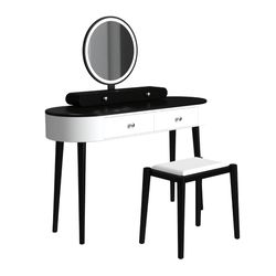 elegant vanity table set with adjustable led mirror and drawers, stylish makeup desk with stool for bedroom & dressing