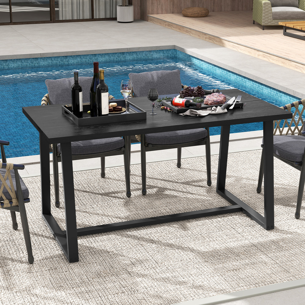 Large Dining Table With Heavyduty Metal Frame And Antislip Foot Pads Modern Rectangular Kitchen Tab 6