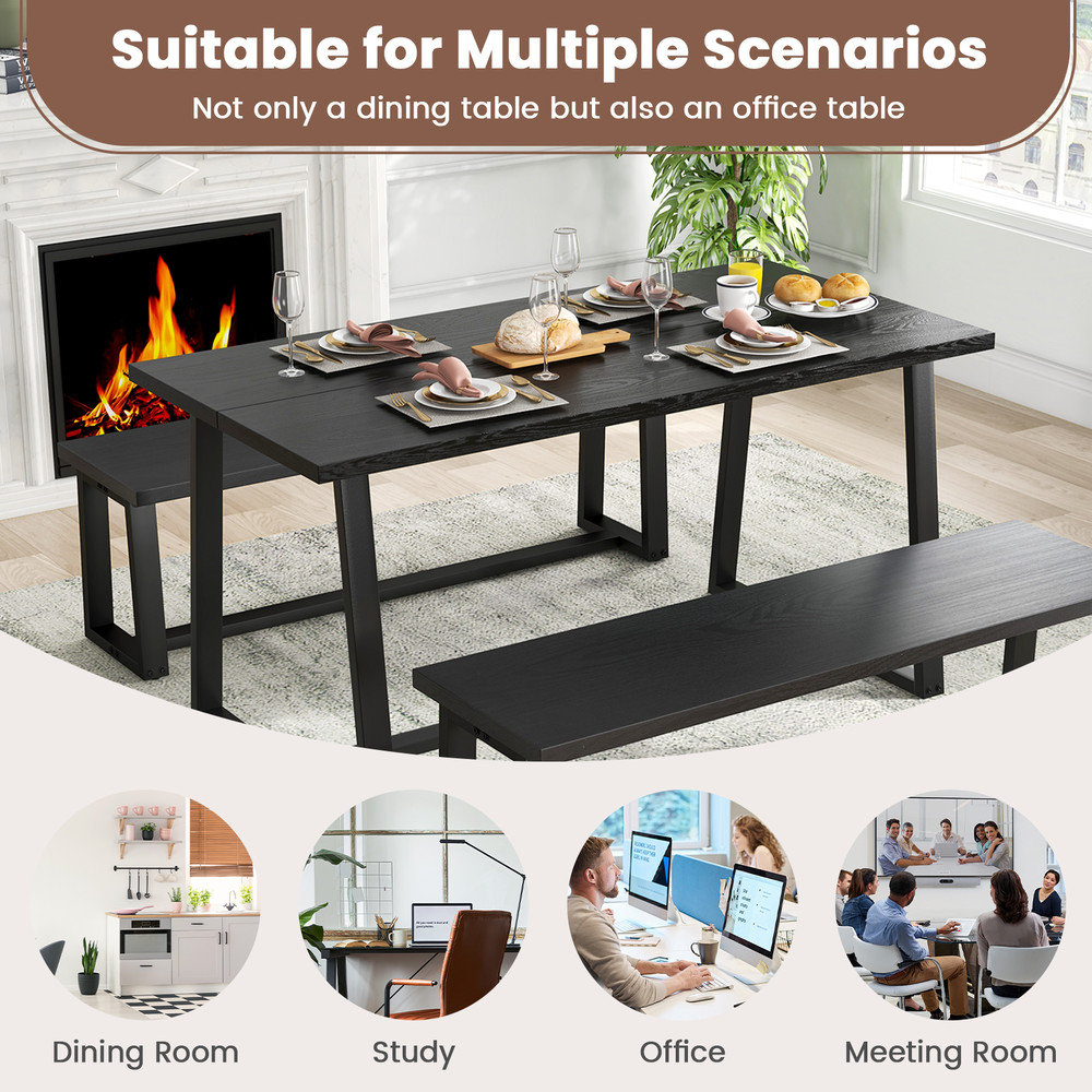 Large Dining Table With Heavyduty Metal Frame And Antislip Foot Pads Modern Rectangular Kitchen Tab 5