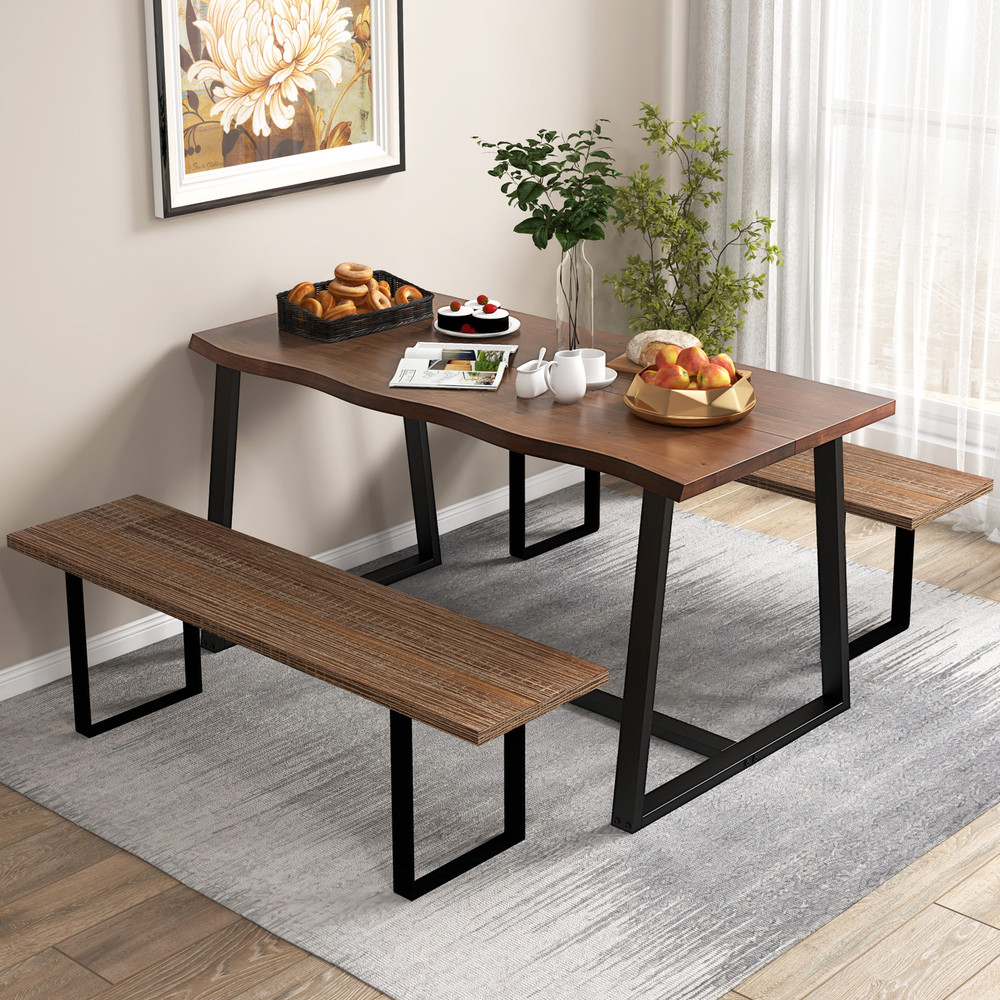 Modern Large Dining Table With Wavy Edge Top And Sturdy Heavyduty Metal Frame Spacious Rectangular  1
