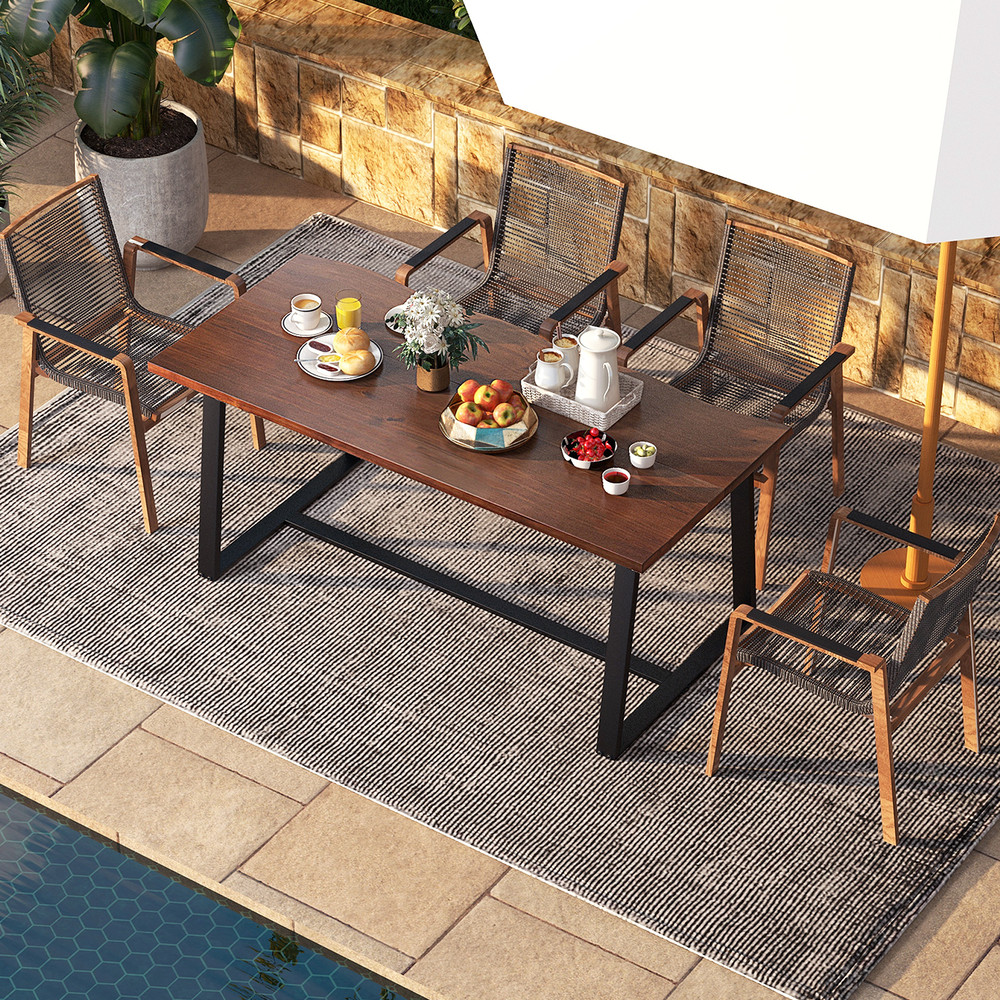 Modern Large Dining Table With Wavy Edge Top And Sturdy Heavyduty Metal Frame Spacious Rectangular  2