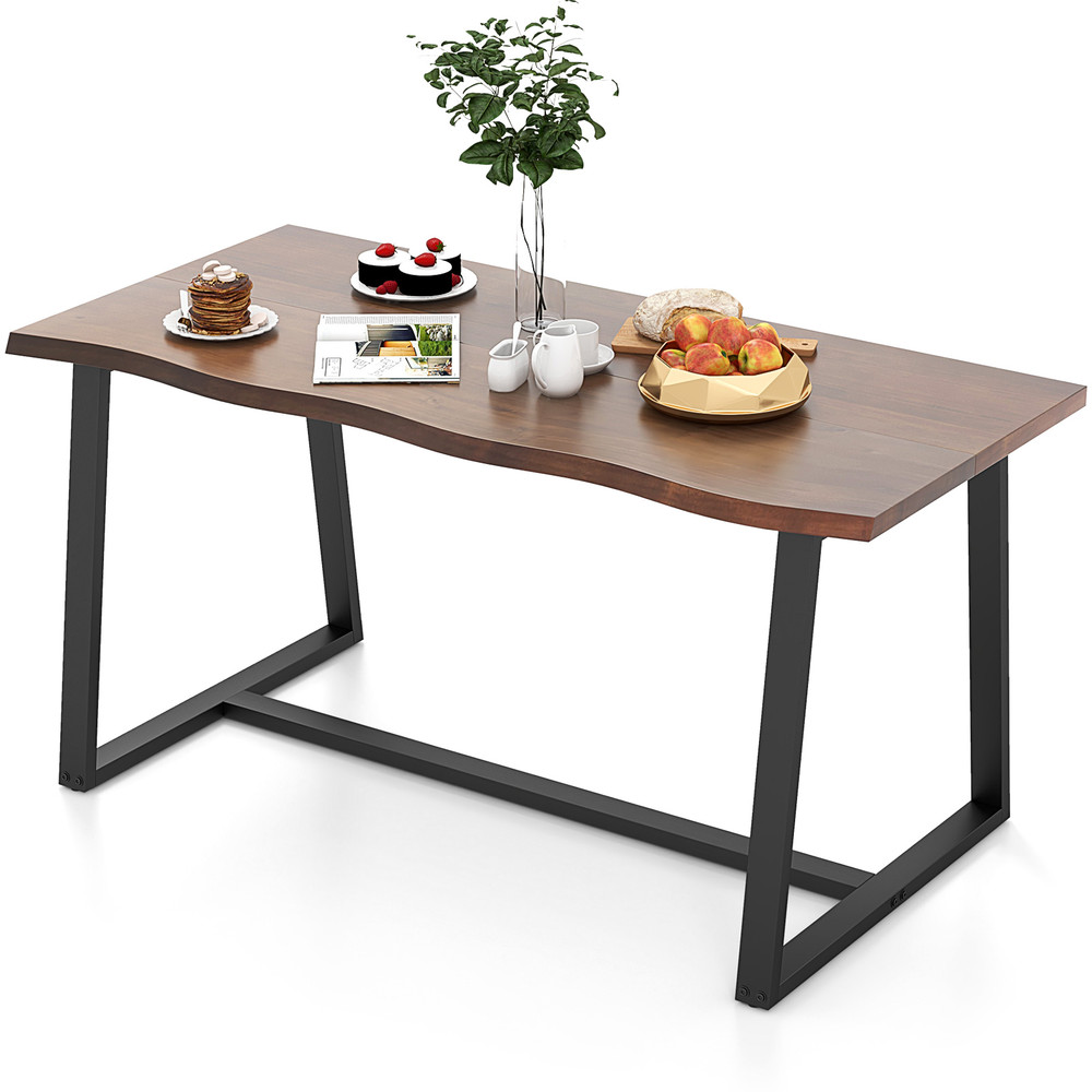 Modern Large Dining Table With Wavy Edge Top And Sturdy Heavyduty Metal Frame Spacious Rectangular  0