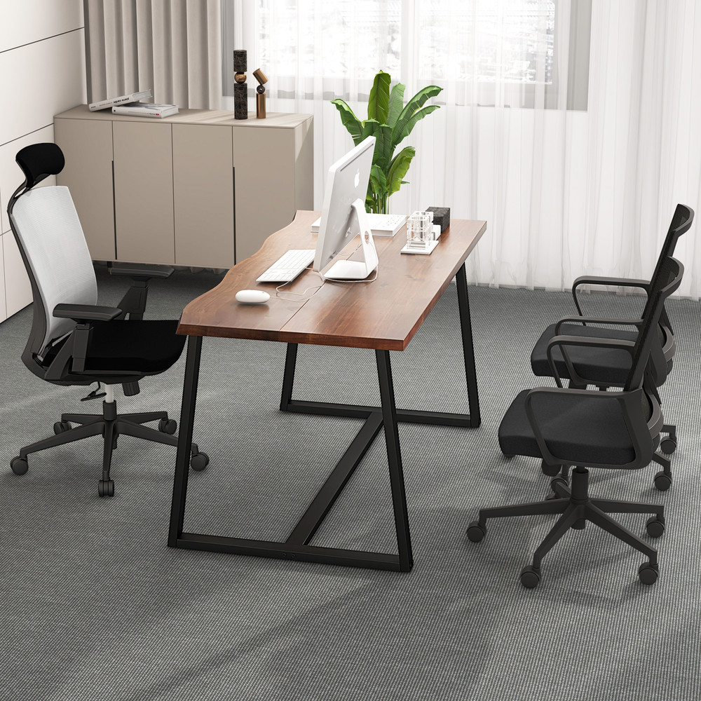 Modern Large Dining Table With Wavy Edge Top And Sturdy Heavyduty Metal Frame Spacious Rectangular  4