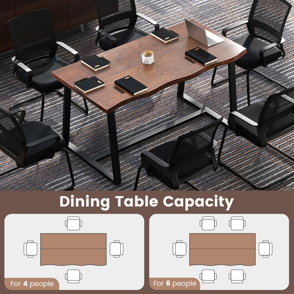 Modern Large Dining Table With Wavy Edge Top And Sturdy Heavyduty Metal Frame Spacious Rectangular  6