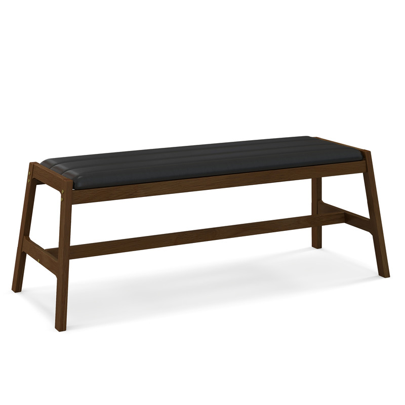50 Inch Solid Wood Dining Bench Upholstered Table Bench With Faux Leather Padded Seat 7