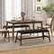 50 Inch Solid Wood Dining Bench Upholstered Table Bench With Faux Leather Padded Seat 2