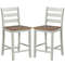 Wooden Counter Height Bar Stools Set Of 2 Ergonomic Backrest  7 Footrest 7