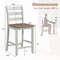 Wooden Counter Height Bar Stools Set Of 2 Ergonomic Backrest  7 Footrest 6